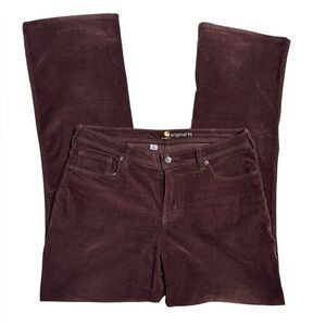 Carhartt Women's Corduroy Pants Dark Brown Original Fit Size 10 Tall Bohemian